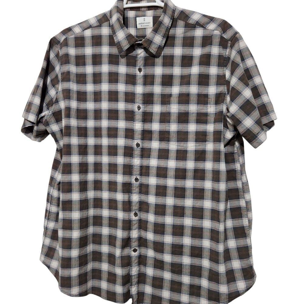 Mutual Weave Shirt Size 2XL Plaid Button Up Short Sleeve